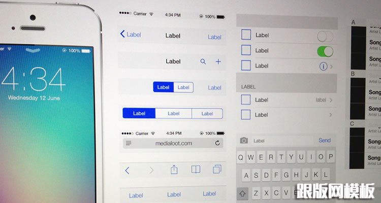 iOS 7的GUI UI模板套件免费