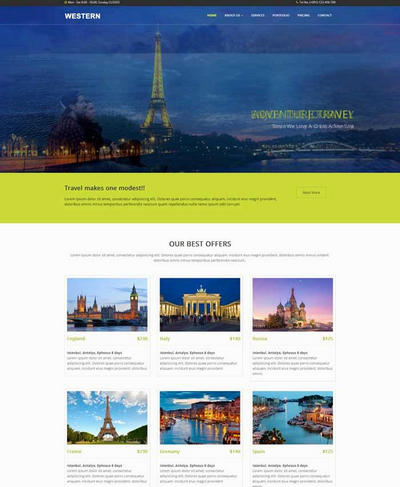 大气国外旅游攻略网站html模板