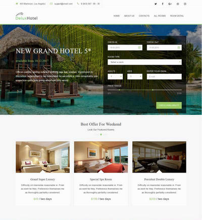 海边度假酒店预订网站html模板