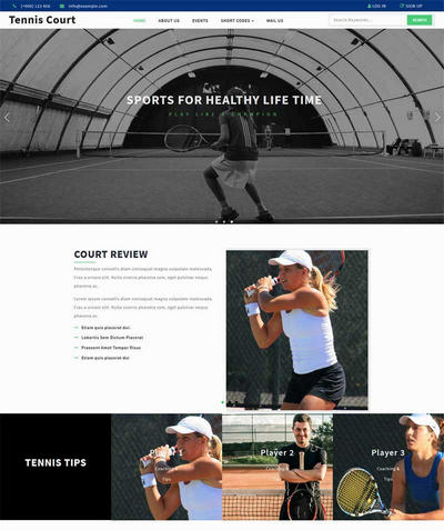 宽屏网球运动比赛训练网站模板ht