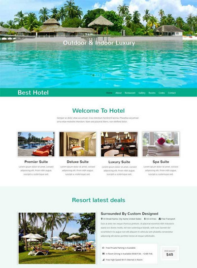 大气旅游度假酒店html整站网站模