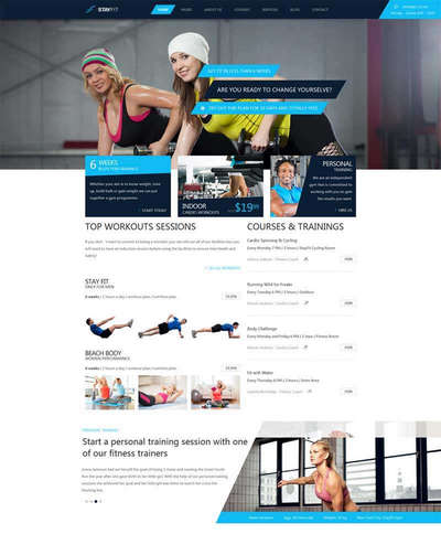 蓝色Bootstrap健身房私教课程html网站模板