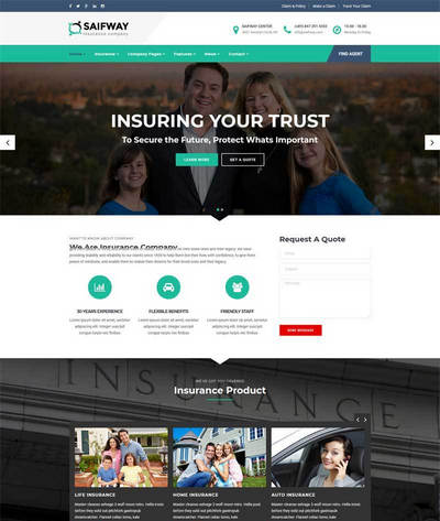 家庭保险业务公司html静态网站模