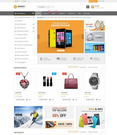 bootstrap综合零售购物商城静态html网站模板