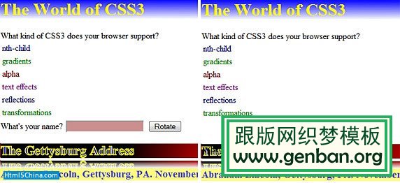 在一个移动设备上旋转 HTML 元素的屏幕截图