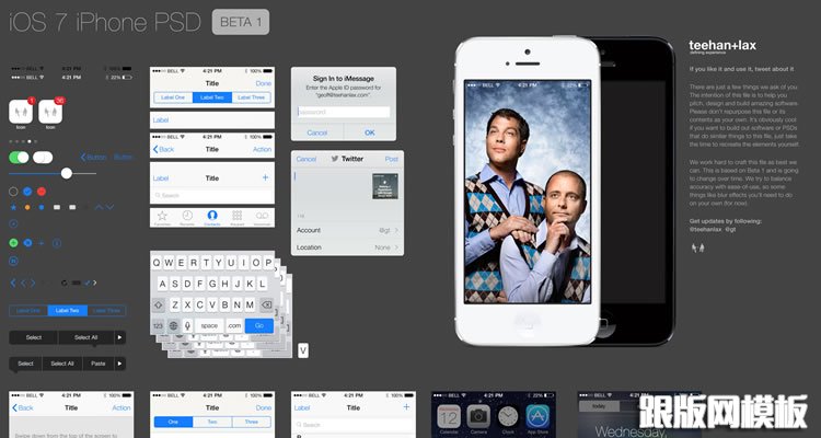 iOS 7的GUI UI模板套件免费