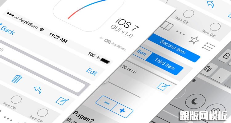 iOS 7的GUI UI模板套件免费