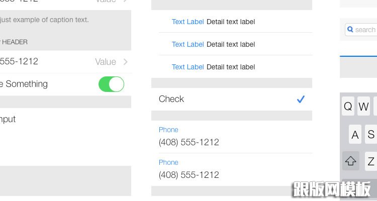iOS 7的GUI UI模板套件免费