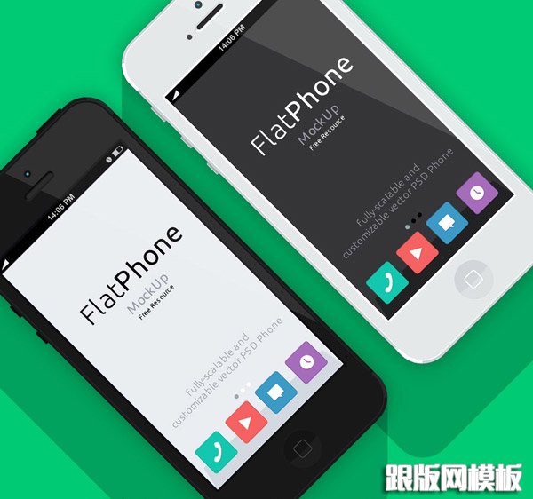 iPhone 5的社会民主党扁平设计样机