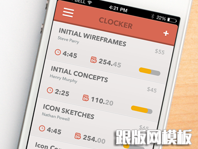 clocker clock time keeping ios app user interface