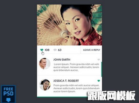 Flat Photo Comments Widget Free PSD