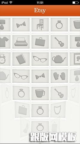 Etsy：启动界面从下到上再由内到外呈现出一张图片，视觉冲击力很好；