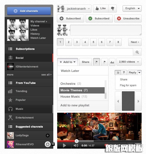 Youtube Free Photoshop UI Kit