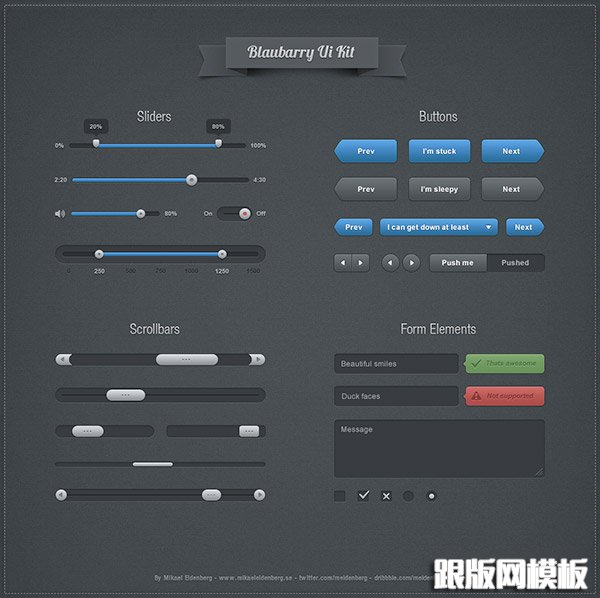 Blaubarry Free Photoshop UI Kit