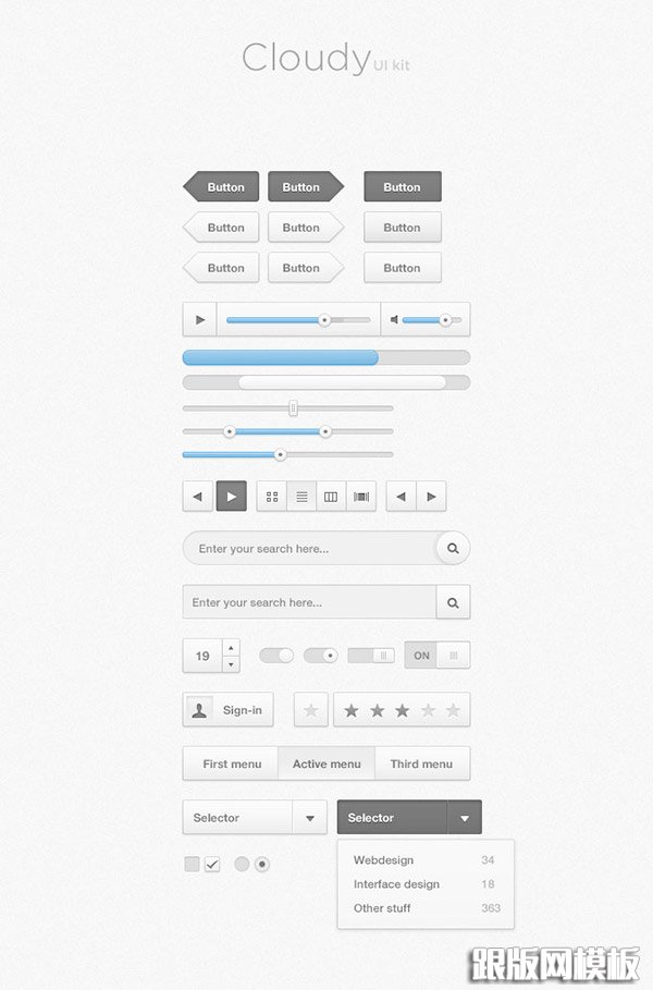 Free UI Kits: Cloudy Free Photoshop UI Kit