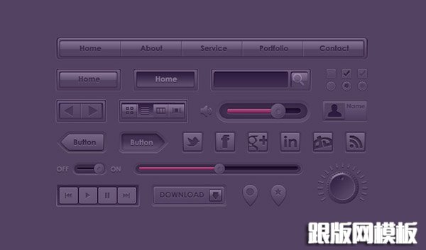 Purple Free Photoshop UI Kit