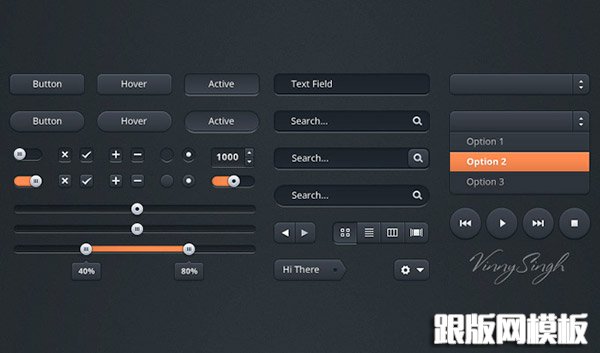 Dark Free Photoshop UI Kit