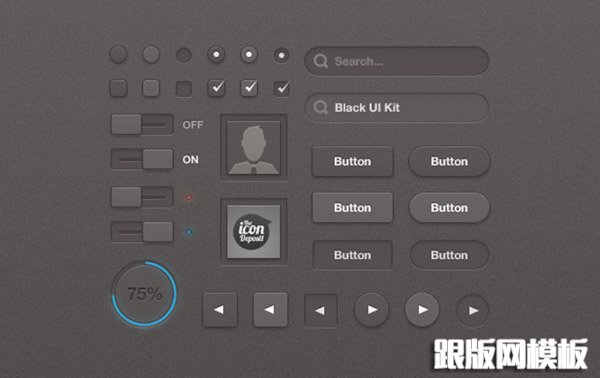 Black Free Photoshop UI Kit