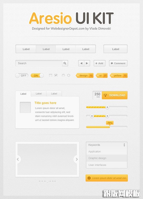Aresio Free Photoshop UI Kit